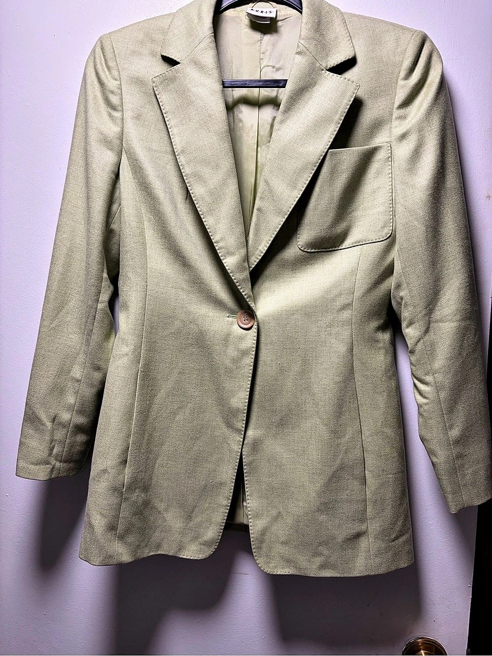 Akris Mainline 100% Cashmere Single-Button Blazer Jacket Pistachio Green US 6
